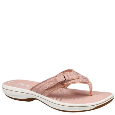 CLARKS WOMENS FLAT STRAP SANDAL - DUSTY ROSE